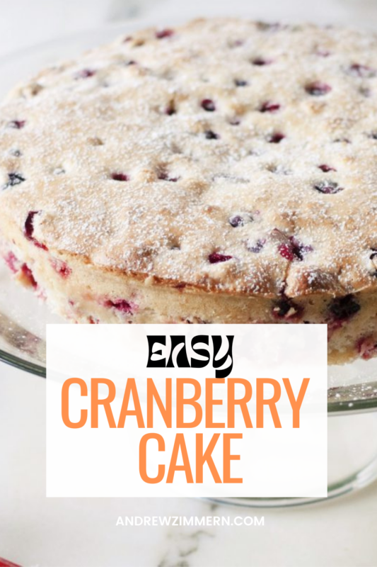 This simple cranberry cake is a perfect addition to your holiday dessert spread. Not too sweet and packed with fresh cranberries, it's as beautiful and festive as it is easy to make.