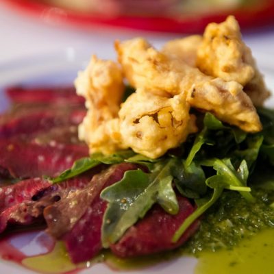 Grilled Venison Heart with Arugula