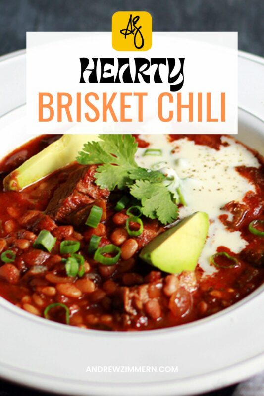 Hearty Brisket Chili  By Andrew Zimmern. What do you do with leftover brisket? Make one of my favorite dishes, this hearty meal in a bowl.