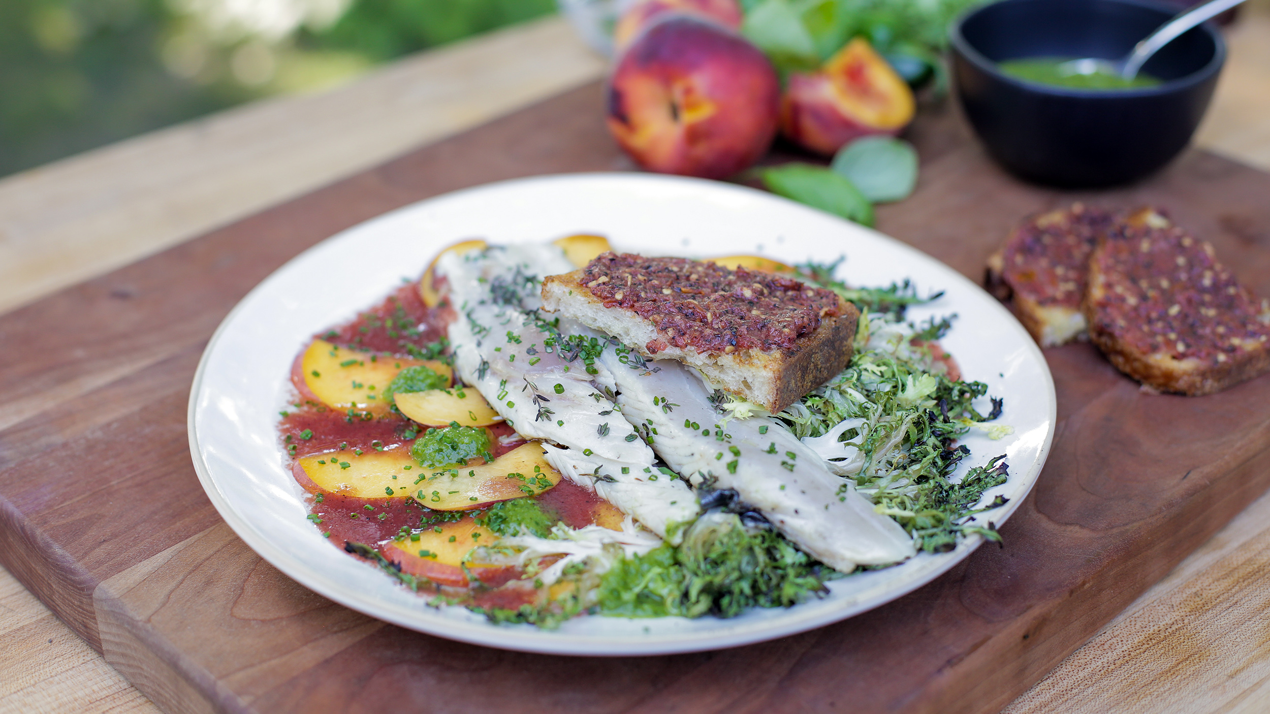 Grilled Mackerel Salad with Pan Con Tomate - Andrew Zimmern