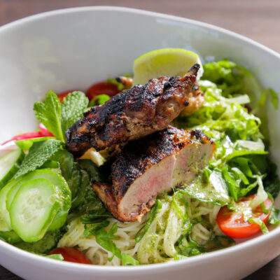 Andrew Zimmern Recipe Grilled Quail Noodle Salad