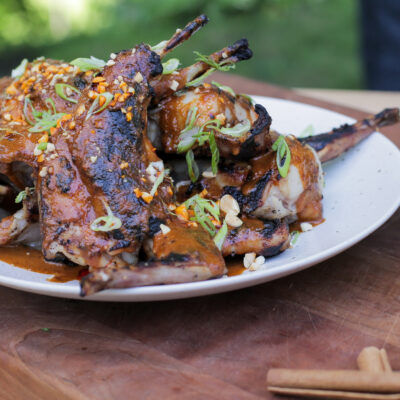 Andrew Zimmern Recipe Grilled Rabbit with Sesame Sauce