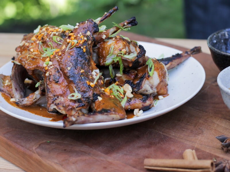 Andrew Zimmern Recipe Grilled Rabbit with Sesame Sauce