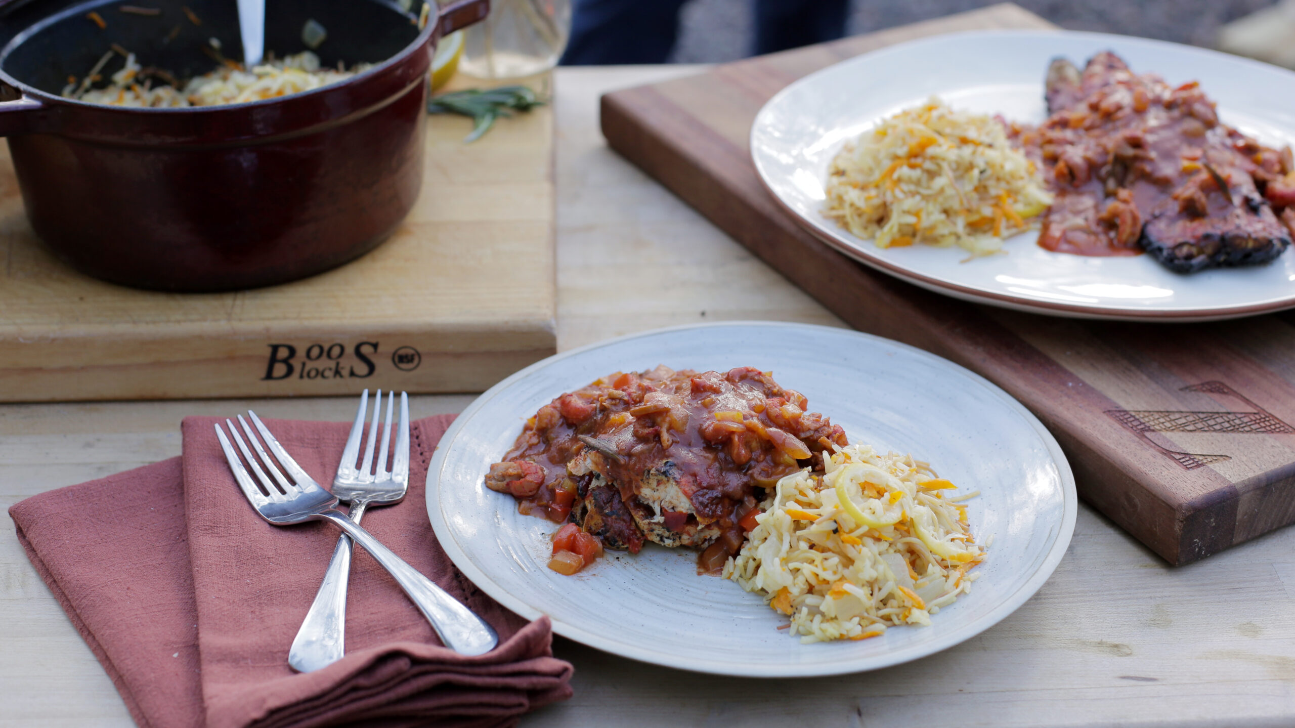 Grilled Redfish with Crawfish Sauce Piquant - Andrew Zimmern