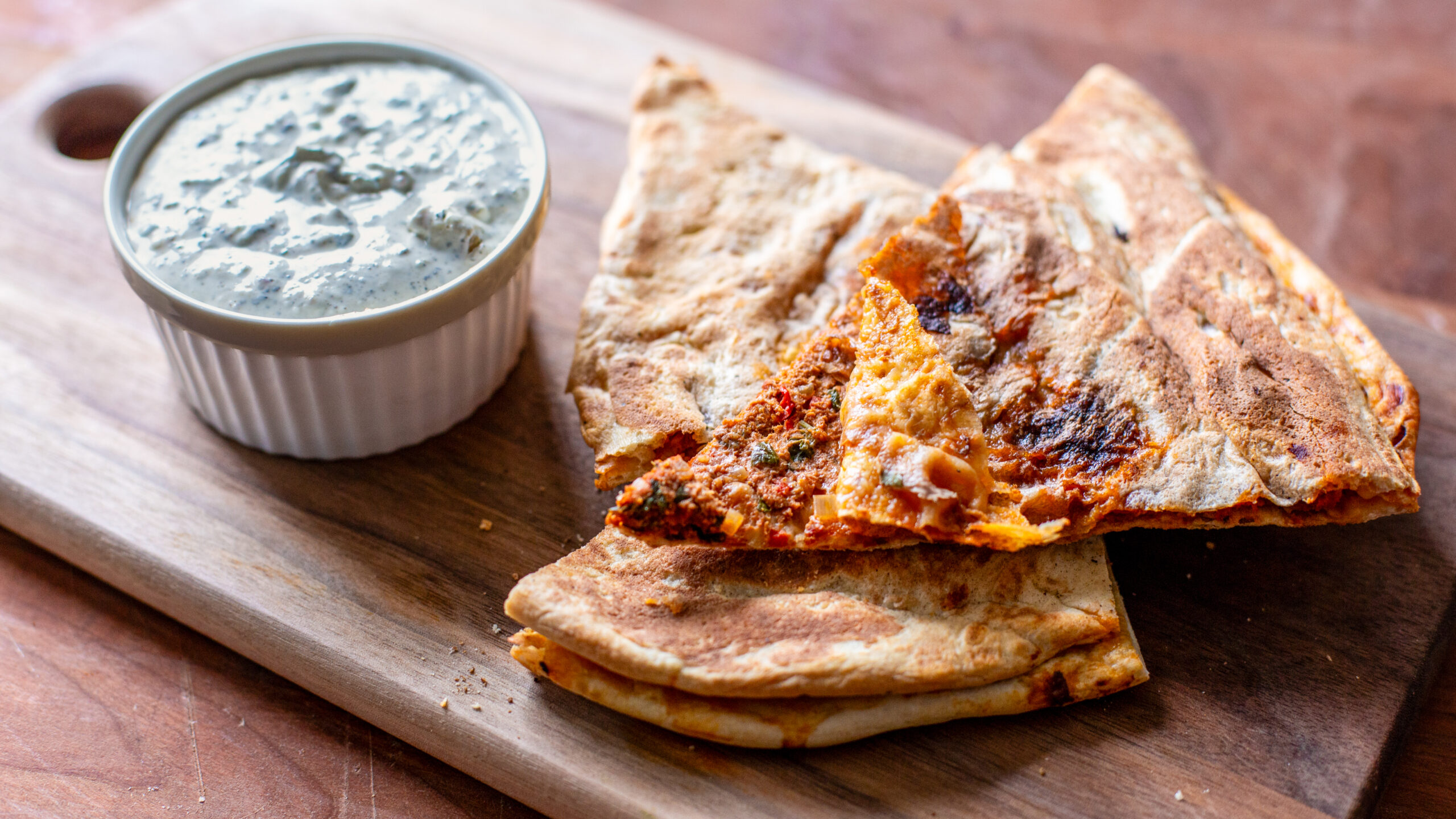 Lamb Flatbread with Labneh Sauce - Andrew Zimmern