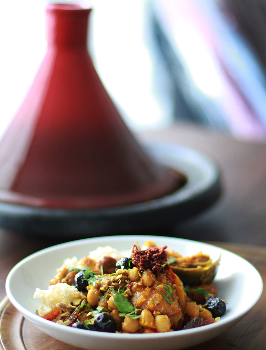 Chicken, Merguez Sausage & Artichoke Tagine