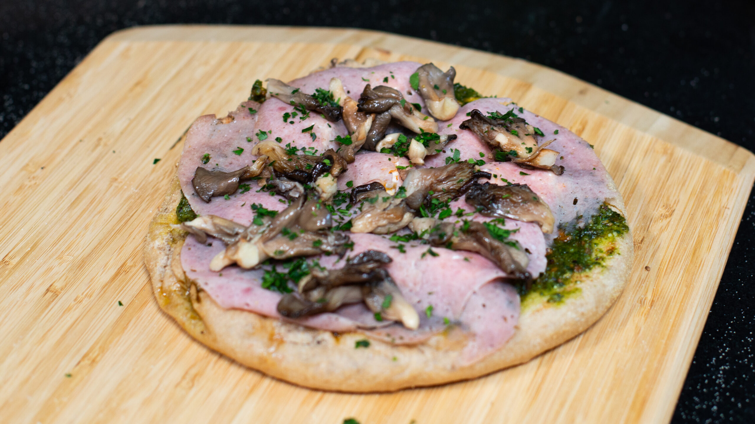 Mortadella & Ricotta Pizza with Pistachio Pesto - Andrew Zimmern