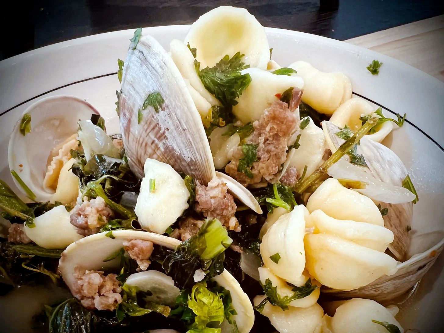 Pasta With Spicy Sausage and Clam Sauce - Andrew Zimmern