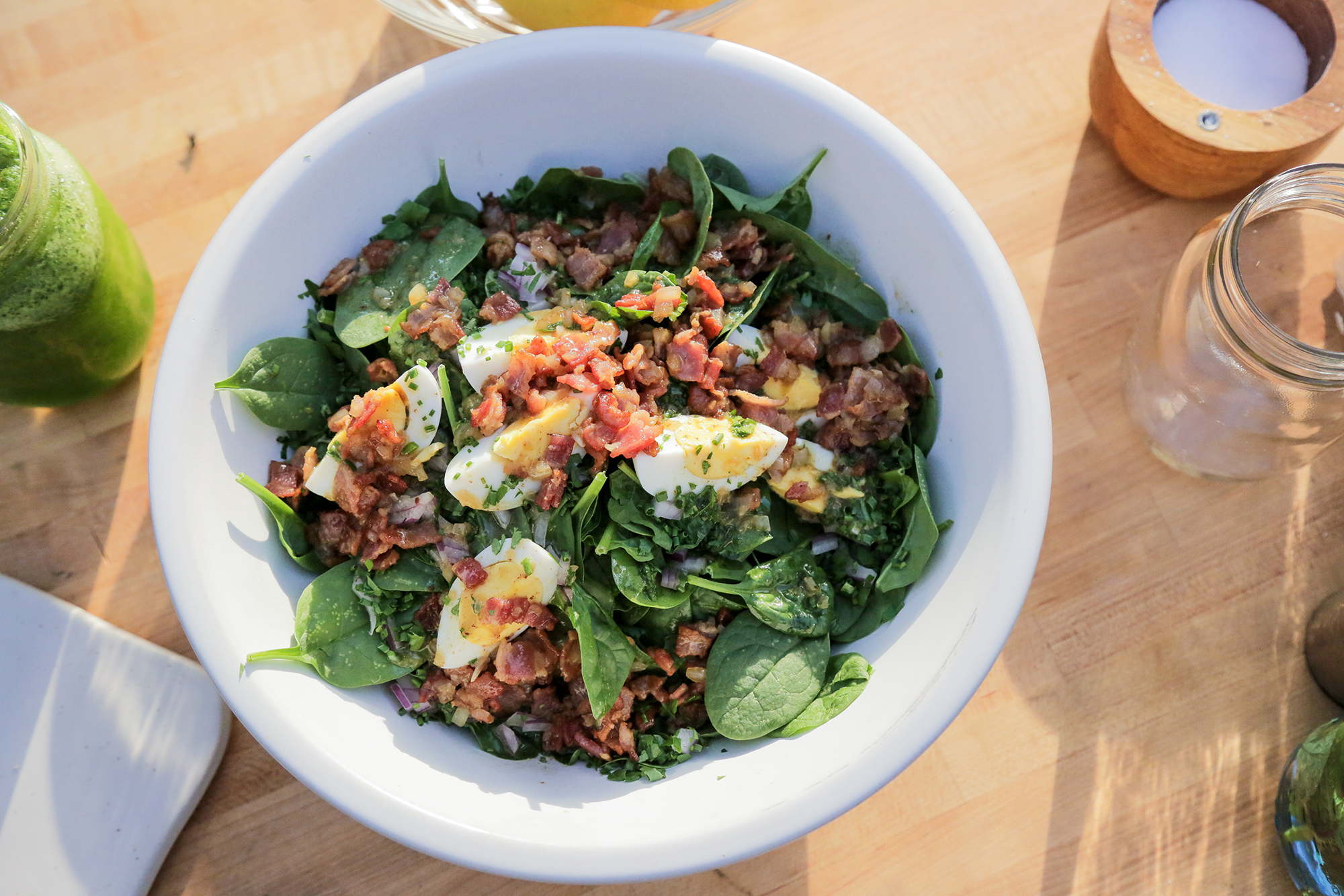 Spinach Salad with Bacon Vinaigrette - Andrew Zimmern