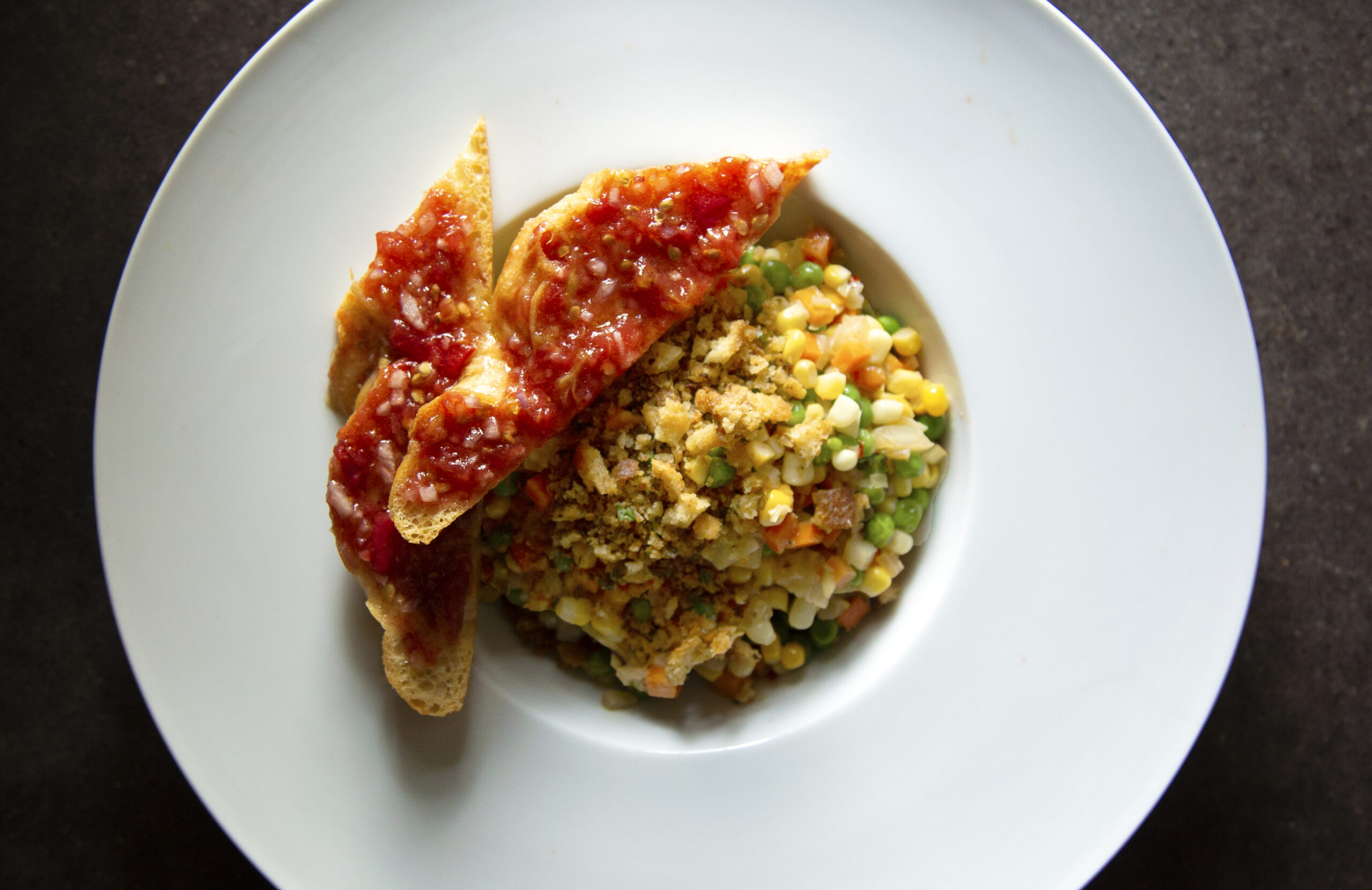 Sweet Corn Succotash with Pan Con Tomate - Andrew Zimmern