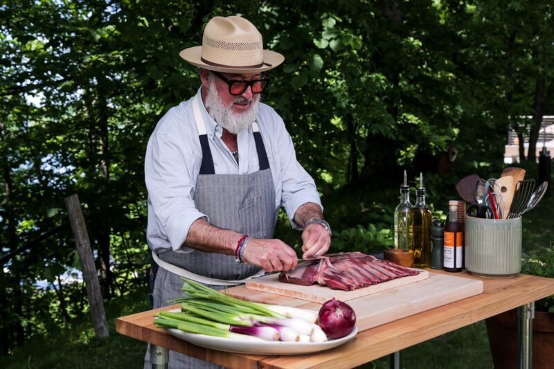 Andrew Zimmern trims elk rack