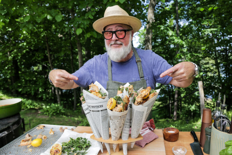 Andrew Zimmern with fritto misto
