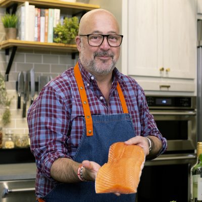 Andrew Zimmern's Seared Salmon with Vegetable Ragout