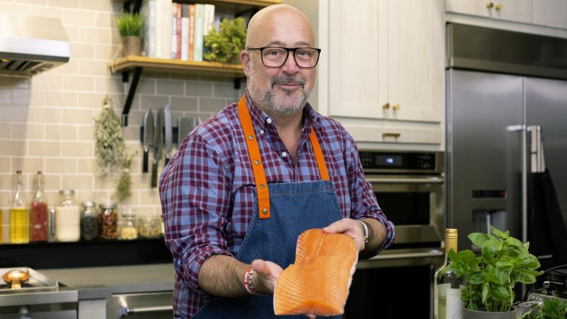 Andrew Zimmern's Seared Salmon with Vegetable Ragout