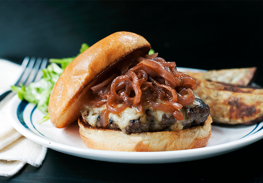 Andrew Zimmern's French Onion Soup Burger Recipe