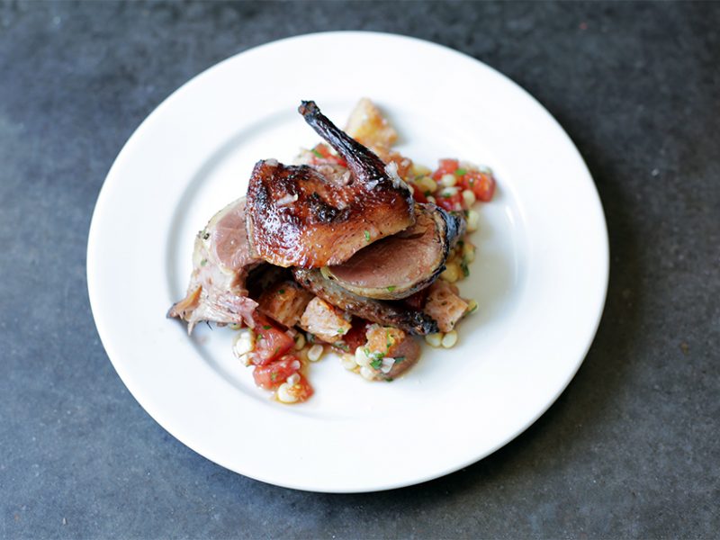 Andrew Zimmern's Grilled Pigeon with Panzanella