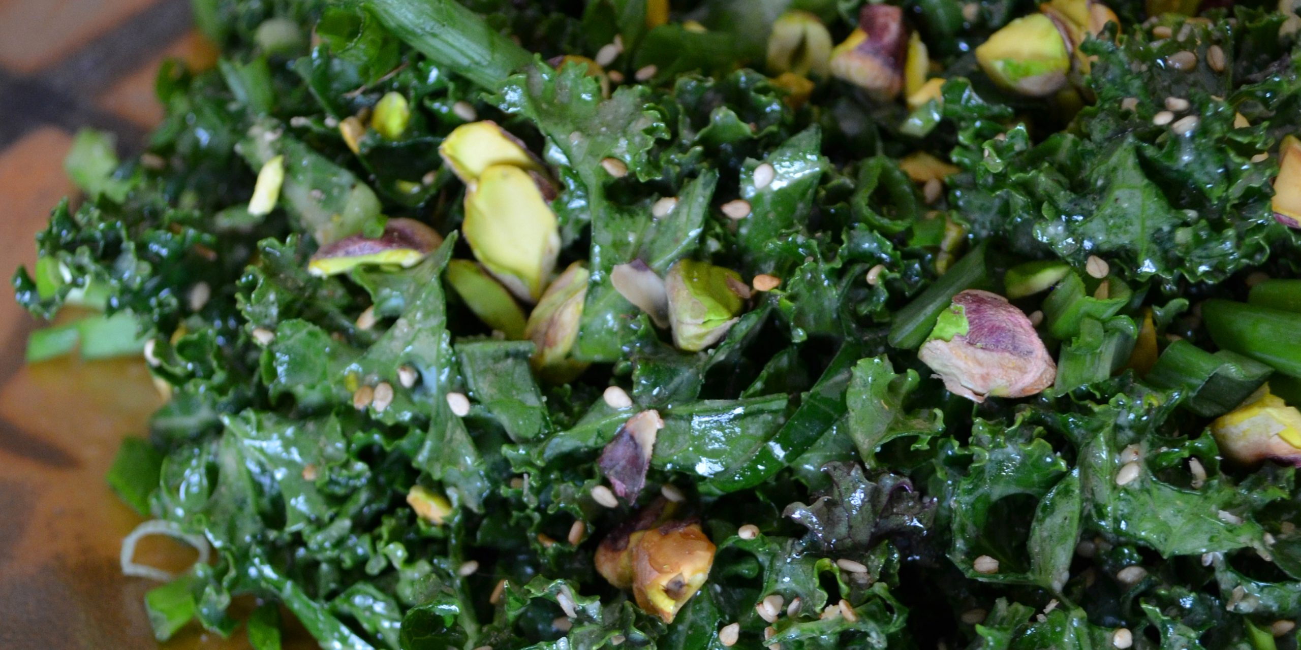 Kale Salad with Miso & Pistachios - Andrew Zimmern