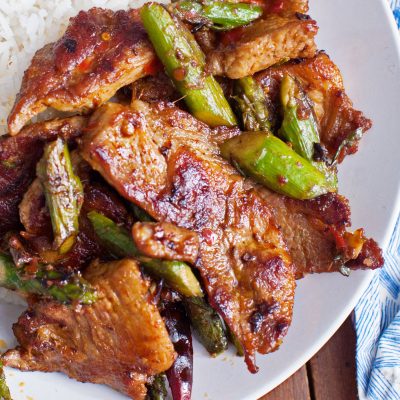Andrew Zimmern's Pork and Asparagus