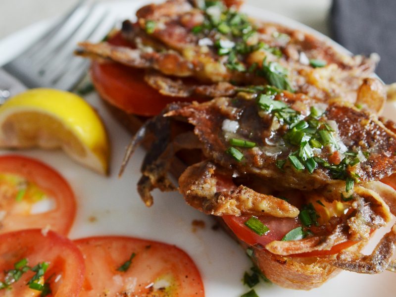 Andrew Zimmern's Soft Shell Crab Toast