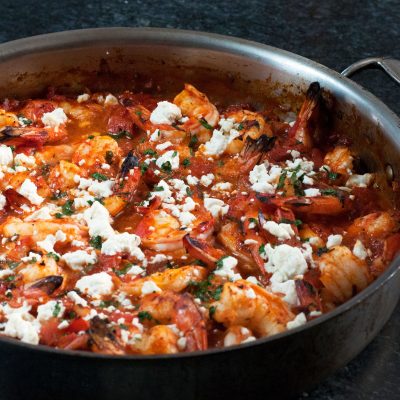 Andrew Zimmern's Recipe for Broiled Shrimp with Tomatoes and Feta