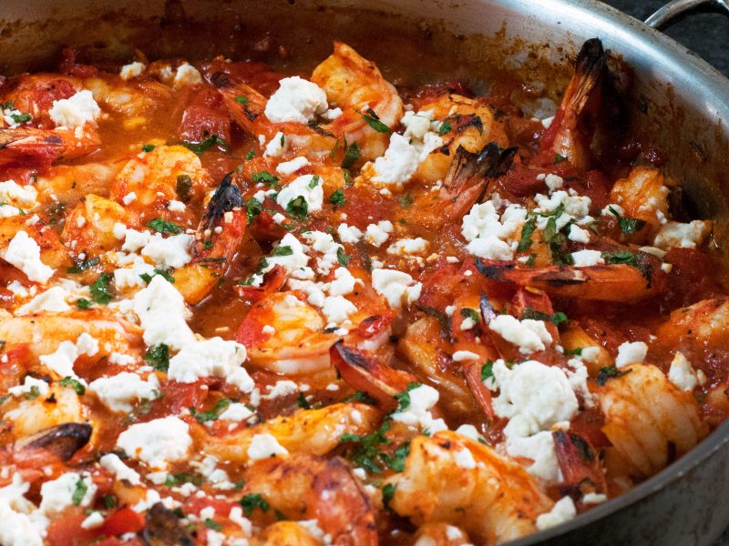 Andrew Zimmern's Broiled Shrimp with Tomatoes