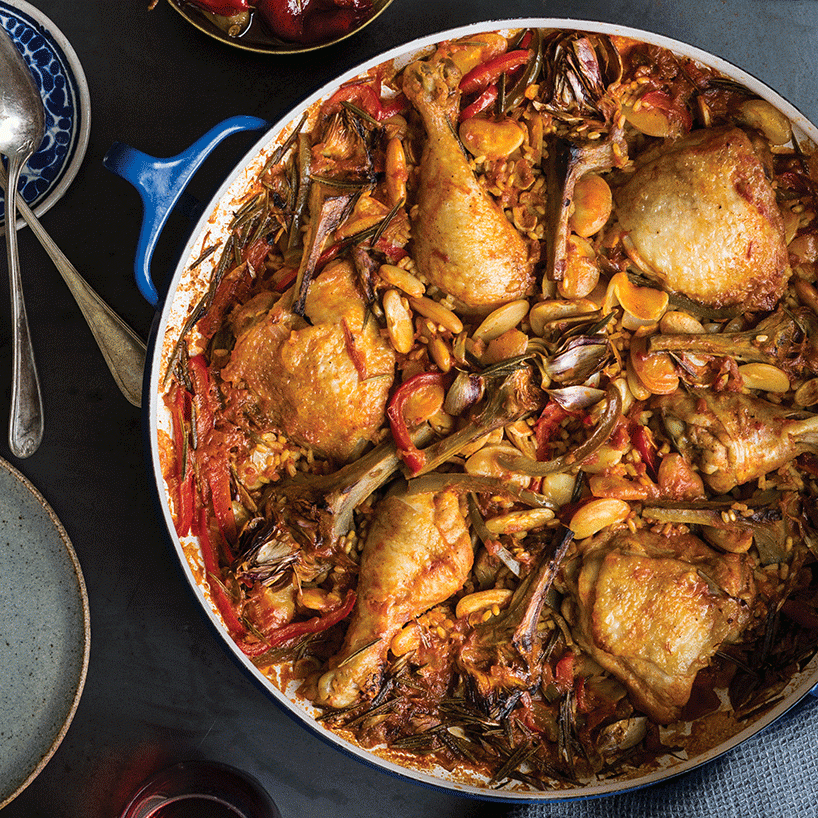 Chicken Paella with Lima Beans & Artichokes