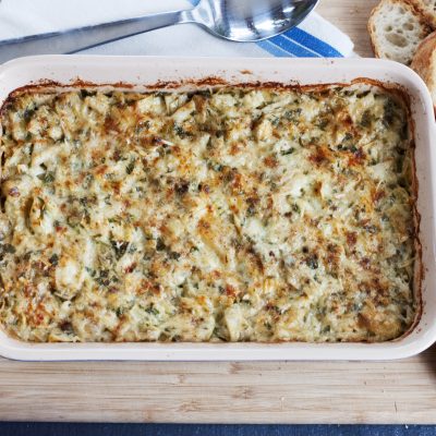 Andrew Zimmern's Recipe for crab and artichoke dip
