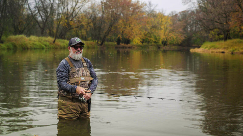 Andrew Zimmern fishes for walleye in Field to Fire.