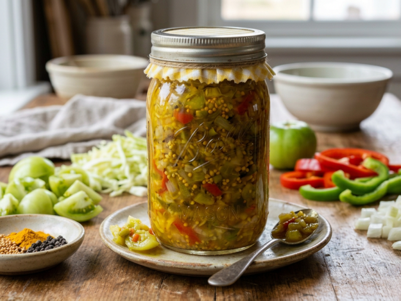 Andrew ZImmern's Green Tomato Chow Chow