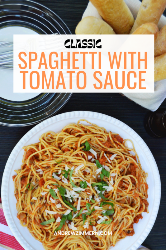 Spaghetti with Classic Tomato Sauce. A steaming bowl of spaghetti with homemade tomato sauce, fresh basil and a sprinkle of parmesan cheese is a guaranteed crowd-pleaser. To round it all out, serve with crusty bread and a big salad.