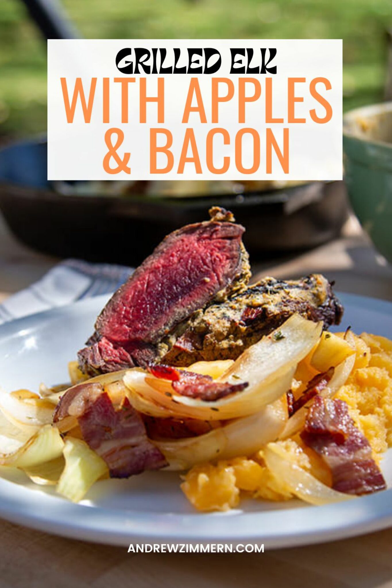 Grilled Elk Chops with Apples, Onions and Rutabaga Mash - Andrew Zimmern