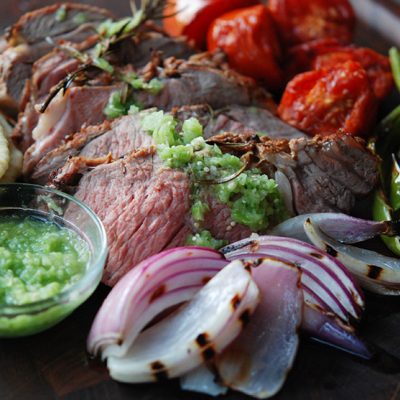 Grilled Leg of Lamb with Bacon Fat Tortillas