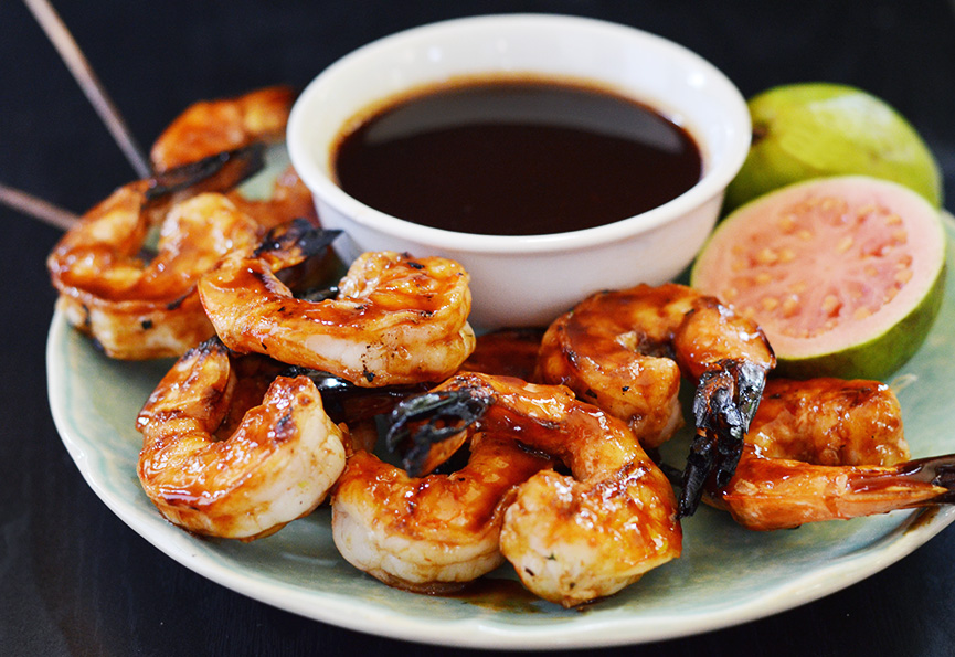Skewered Shrimp and Ham with Apple Jelly Recipe - Andrew Zimmern