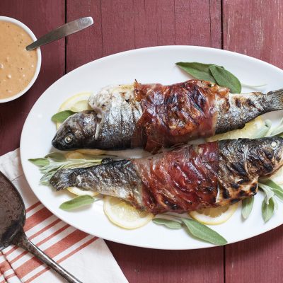 Andrew Zimmern's Grilled Prosciutto-Wrapped Trout