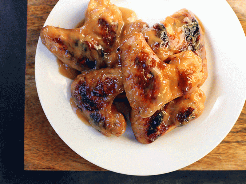 Grilled Chicken Wings with Apricot-Mustard Glaze