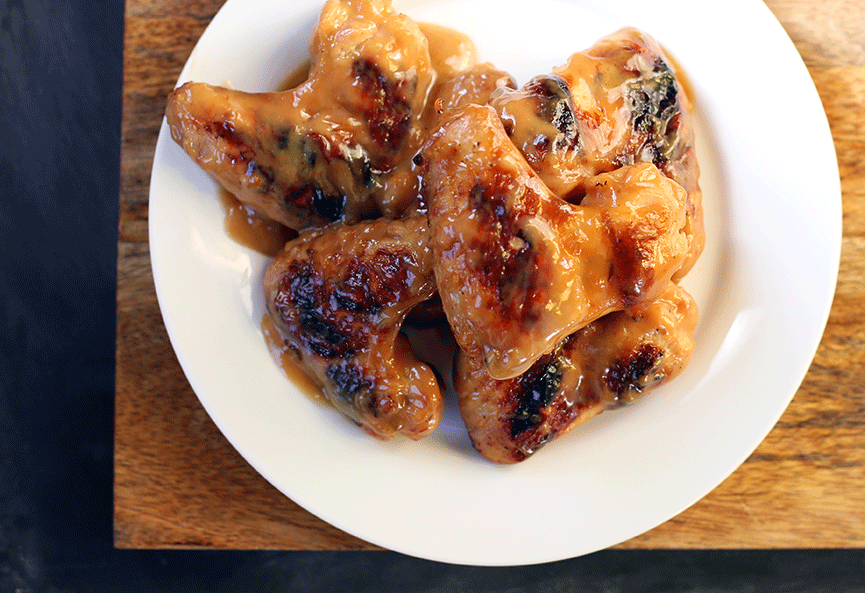 Grilled Chicken Wings with Apricot-Mustard Glaze