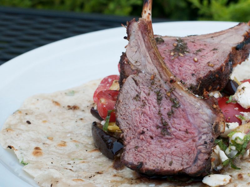 Andrew Zimmern's grilled rack of lamb