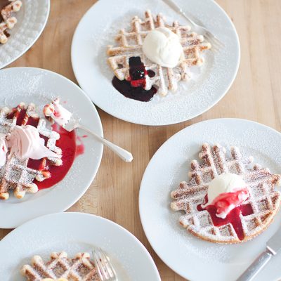 North Market Waffles with Sweet Cream Ice Cream & Blackberry Jam|Jeni's Splendid Ice Cream Desserts
