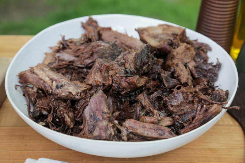 Meat from the cow's head