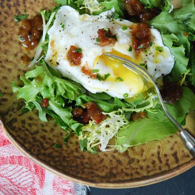 One Eyed Salad with Poached Eggs