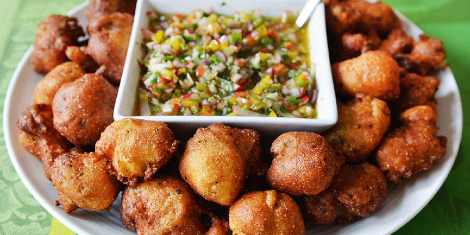 Oyster Hush Puppies Pepper Mojo – Andrew Zimmern