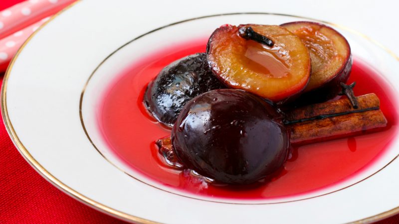 Poached plums