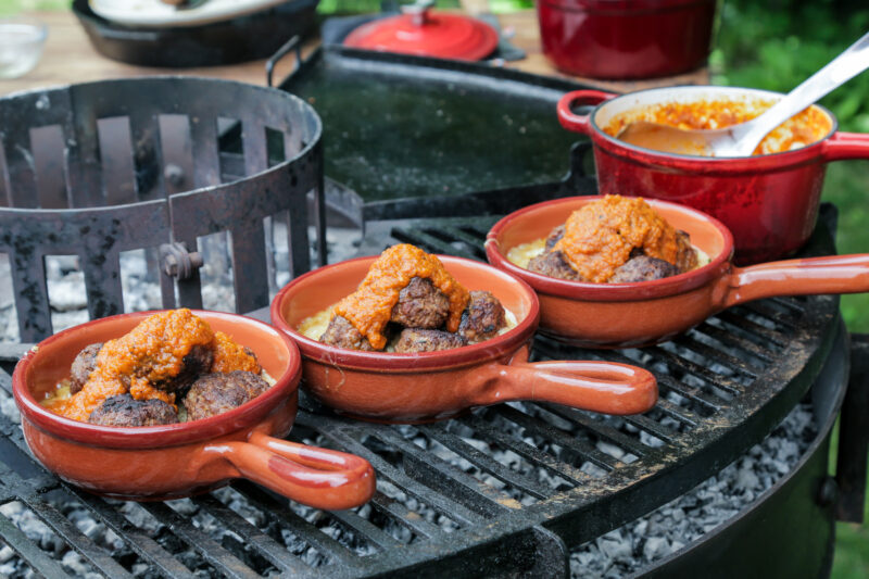 Queso fundido on the grill