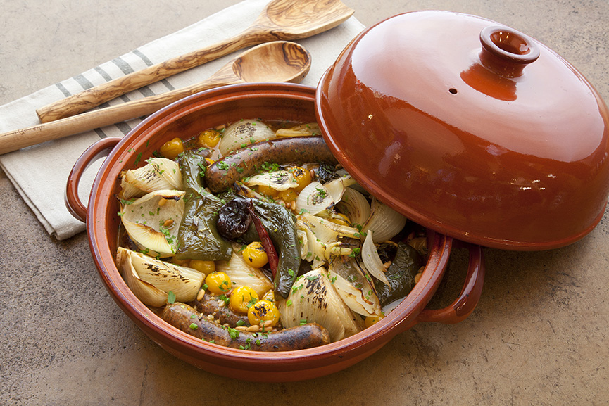 Sausage and Pepper Tagine - Andrew Zimmern