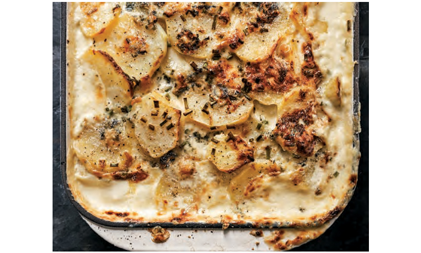 Scalloped Potatoes With Blue Cheese Roasted Garlic Andrew Zimmern