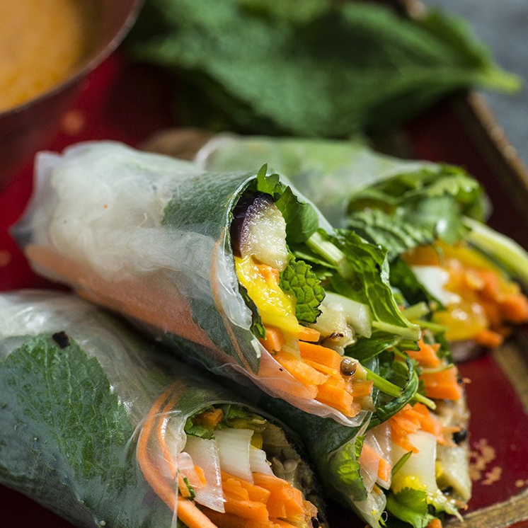 Senegalese Summer Rolls with Peanut Ginger Sauce