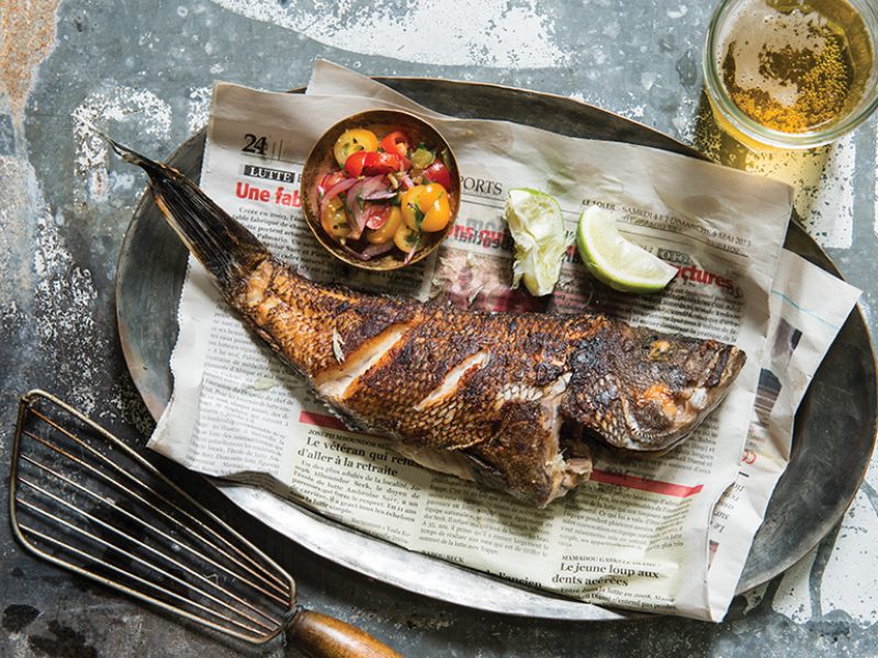 Pan-Fried Sea Bass from Senegal by Pierre Thiam.|Senegal|Pan-Fried Sea Bass from Senegal by Pierre Thiam.