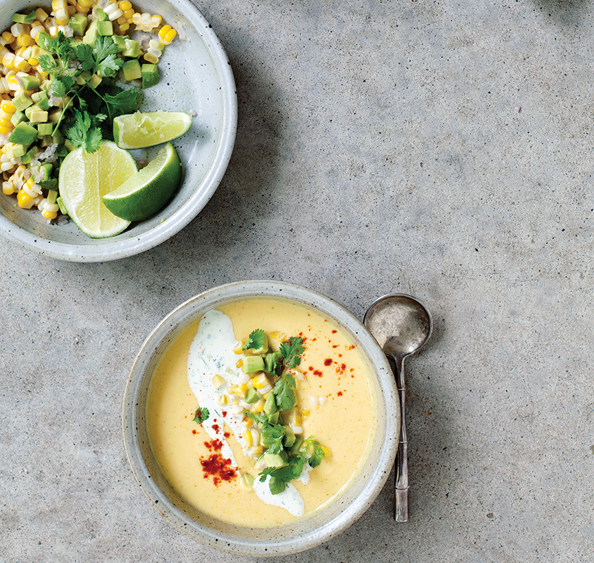Esquites & Yellow Tomato Gazpacho - Andrew Zimmern