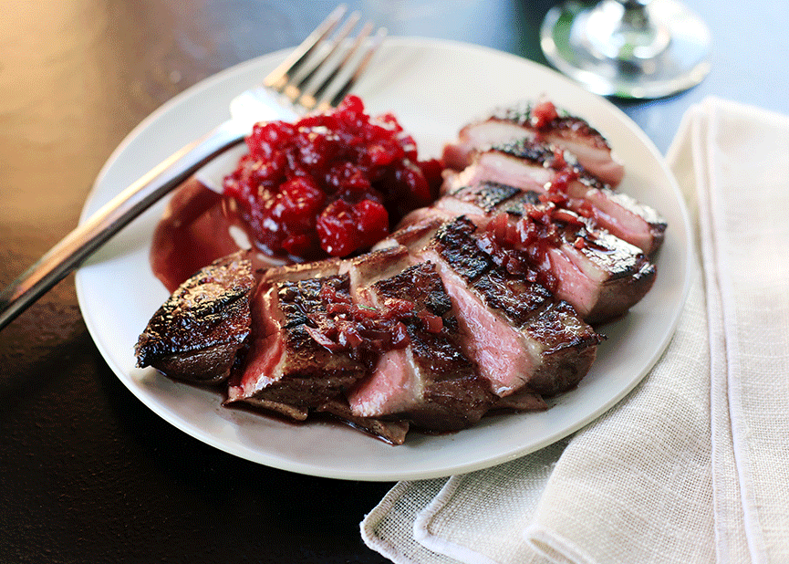 Sous vide crisped duck breast