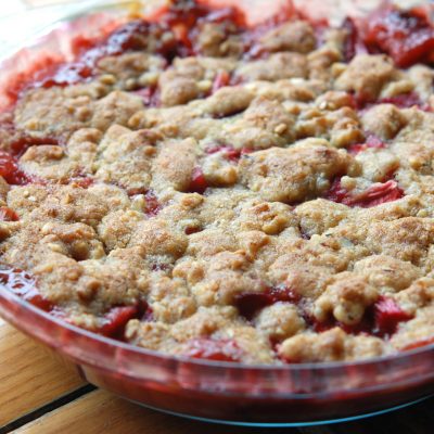 Andrew Zimmern's recipe for strawberry rhubarb crumble